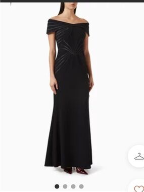 Tadashi shoji Off-Shoulder Black Evening Gown size 12